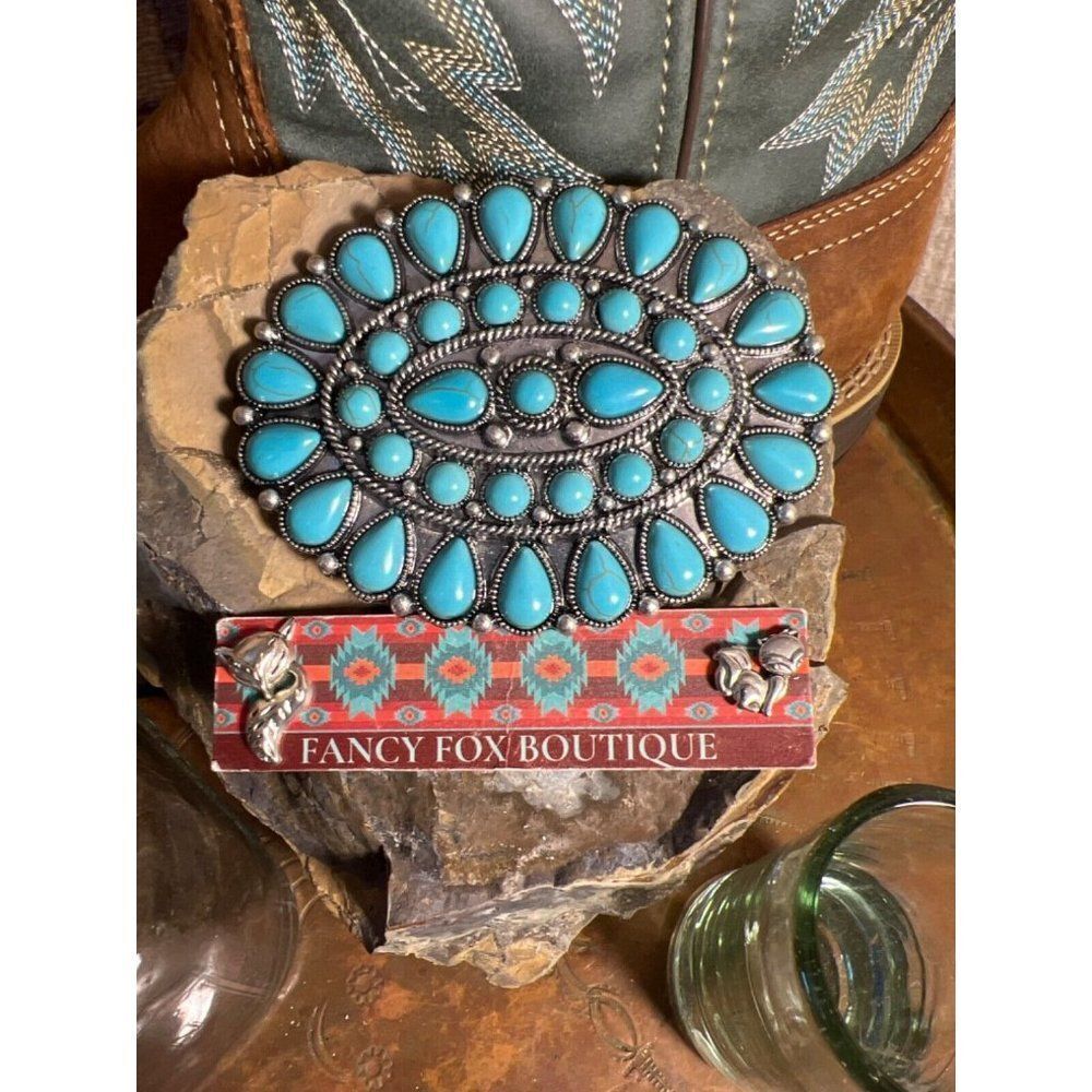 TURQUOISE CONCH WESTERN SILVER BELT ADJUSTABLE BUCKLE MEN WOMEN Father’s Day dad - Picture 10 of 10